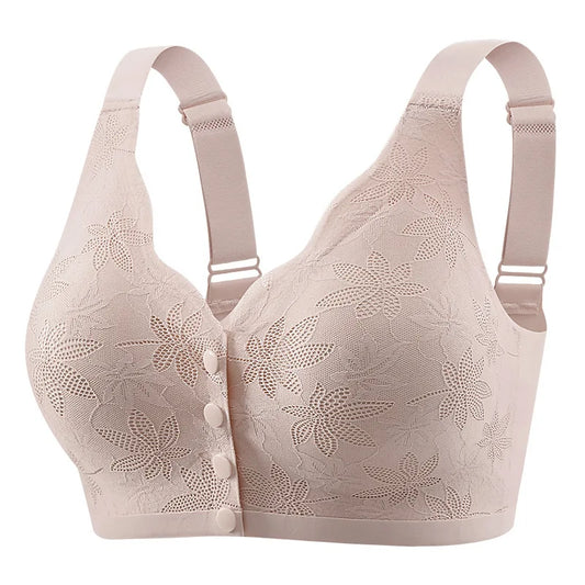 Floral Lace Front-Closure Comfort Bra | M–4XL