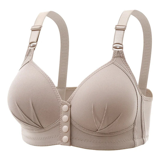 Soft Ribbed Wireless Push Up Bra High Elastic Front Buckle 3D Cups Breathable Comfort No Steel Ring Sizes M-XXXL