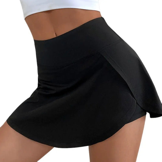High-Waist Tennis Yoga Skirt with Built-In Shorts
